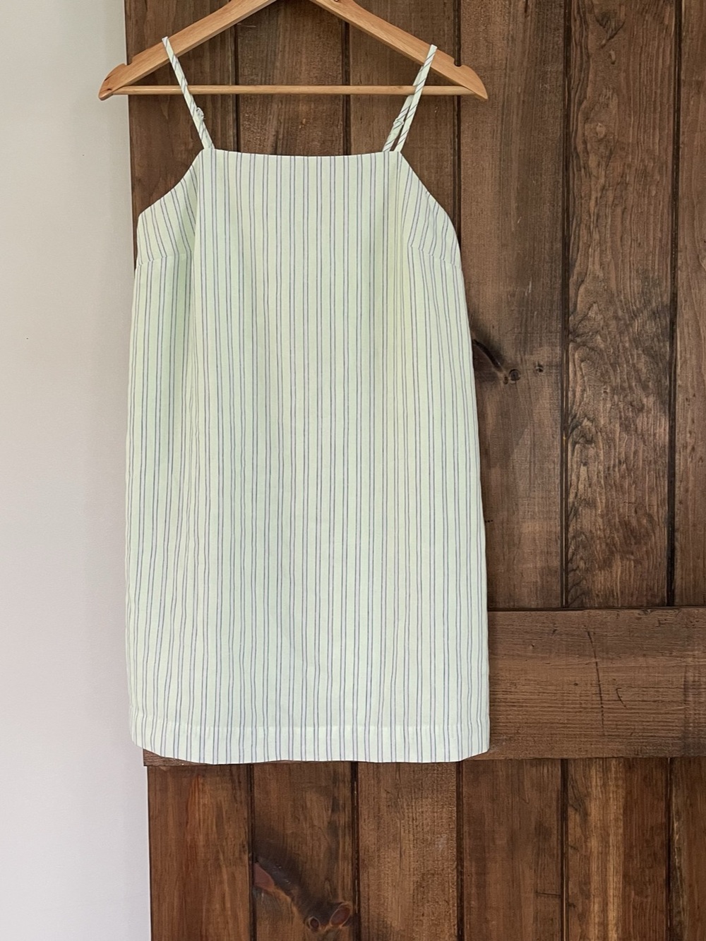 Old Navy Light Green Candy Stripe Tie Back Shift Mini Dress Sundress Small